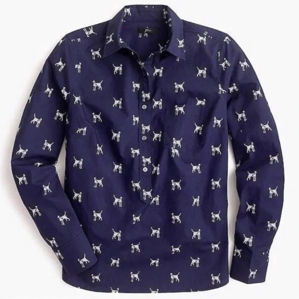 J. Crew Dalmatian Print Classic Button Up Top - image 1